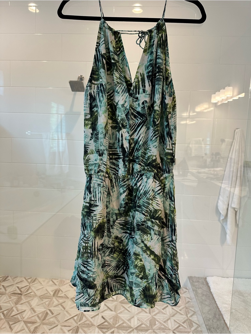 Parker Green Palm-Print Midi Dress